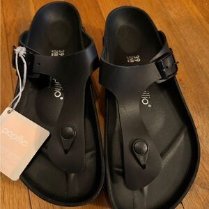 Papillio by Birkenstock Platform Flex Gizeh Black on Black Sandals size 39 NWT